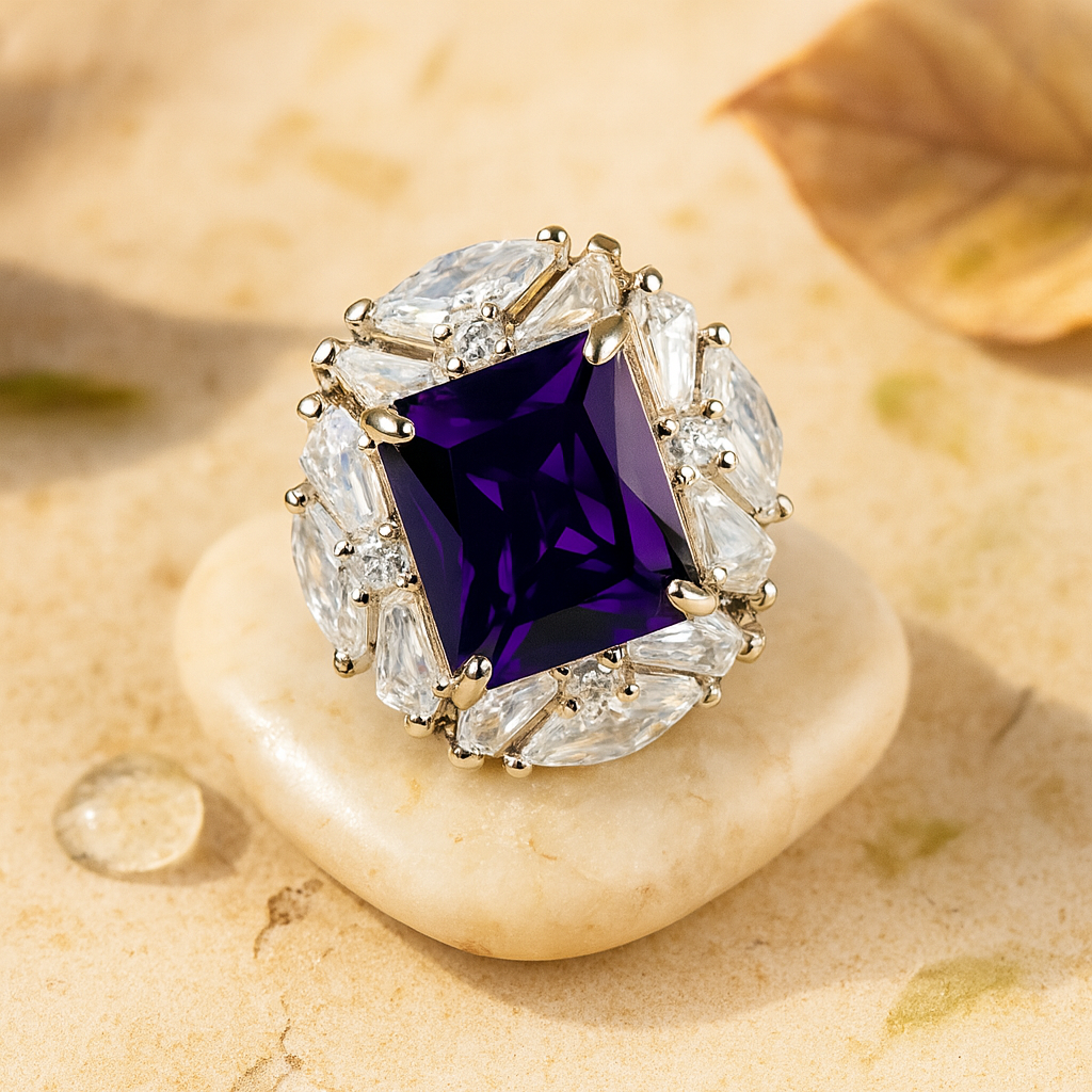 Aanura Gem Halo Cocktail Ring