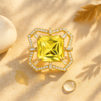 18K Gold Plated Pink Geometric Anti-Tarnish Waterproof Ring
