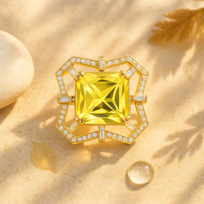 Aanura Gold-Tone Pink Gem Geometric Cocktail Ring