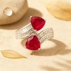 Rhodium Plated Radiant Gemstone Anti-Tarnish Waterproof Ring