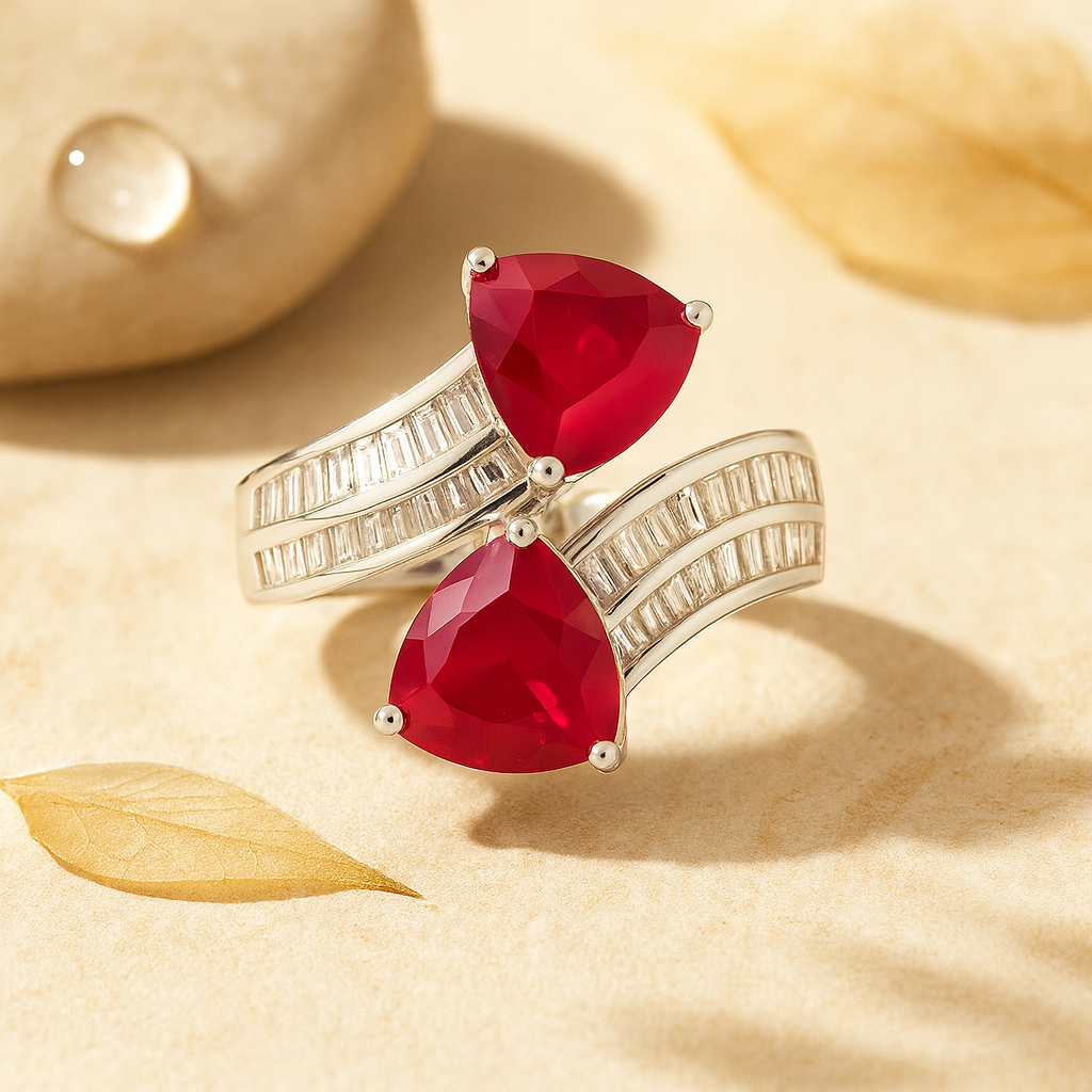 Aanura Silver Radiant-Cut Gemstone Statement Ring