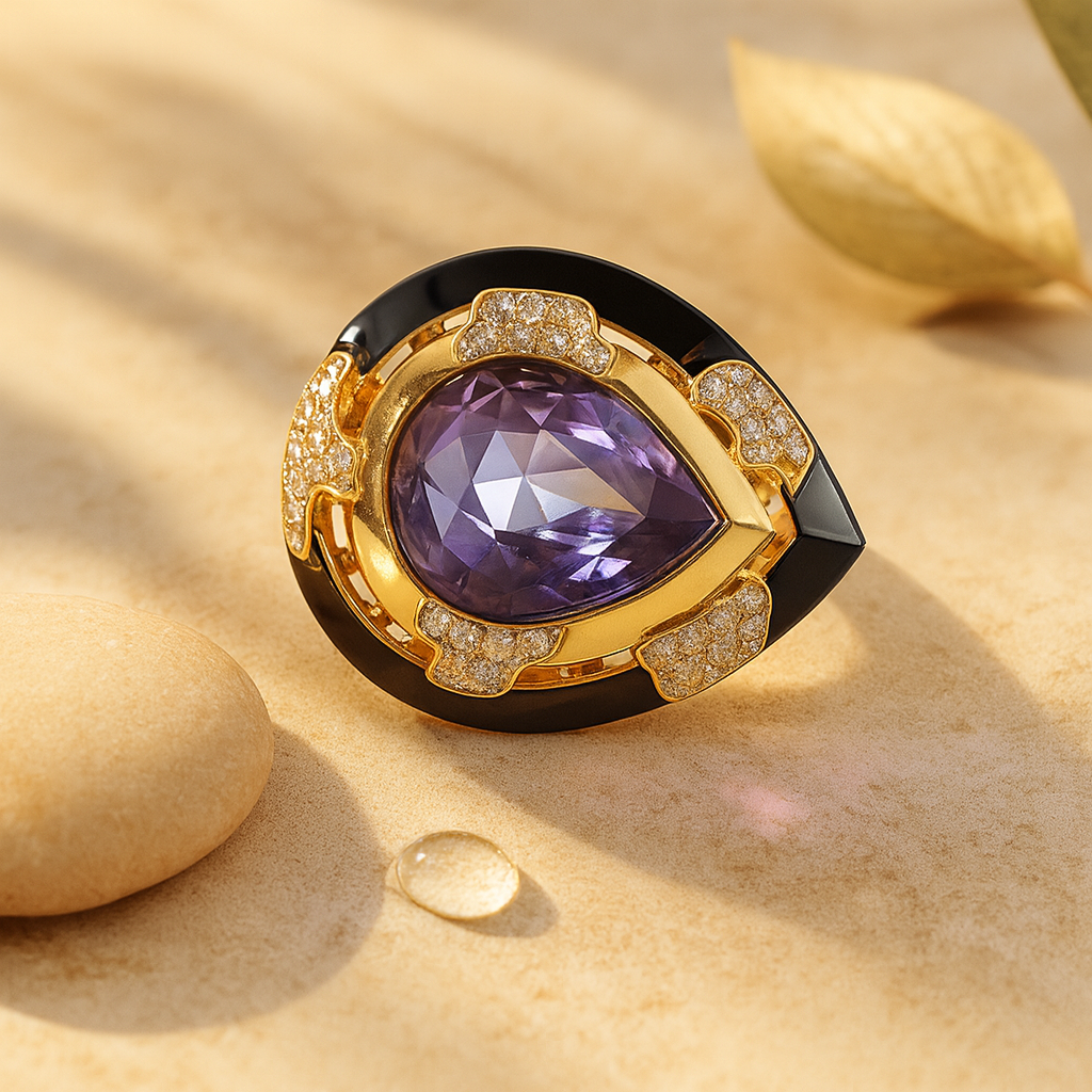 Aanura Gold-Tone Oversized Statement Cocktail Ring