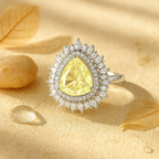 Rhodium Plated Red Oval Halo Anti-Tarnish Waterproof Ring