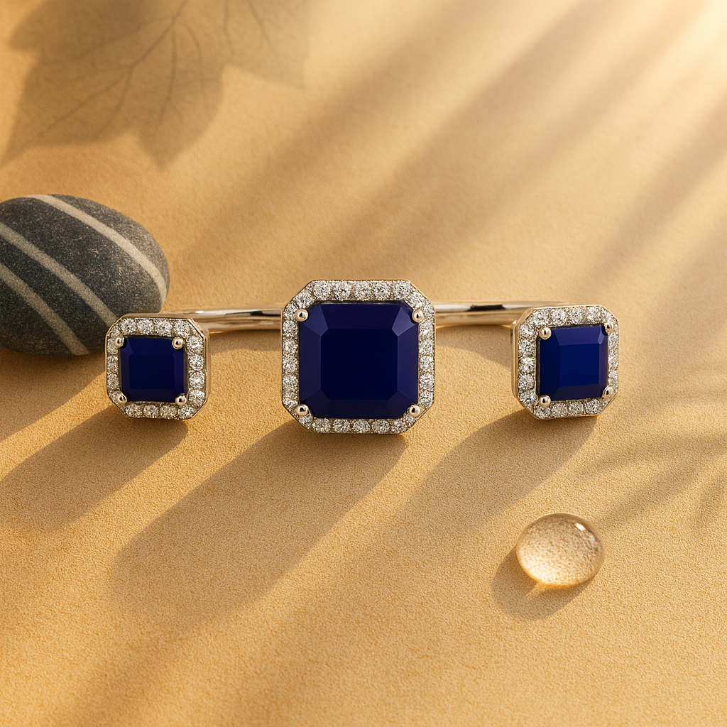 Aanura Silver Emerald-Cut Classic Solitaire Rings