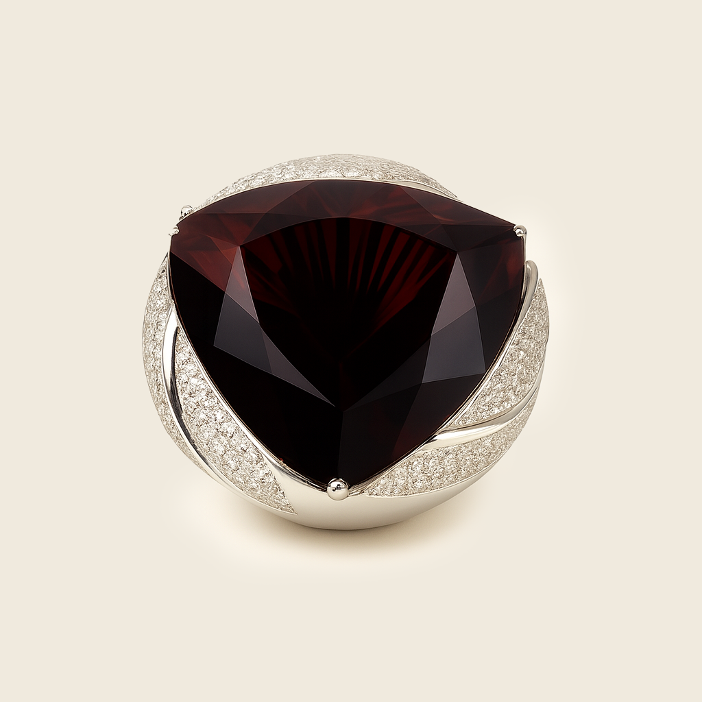 Aanura Silver Oversized Ruby-Red Statement Ring