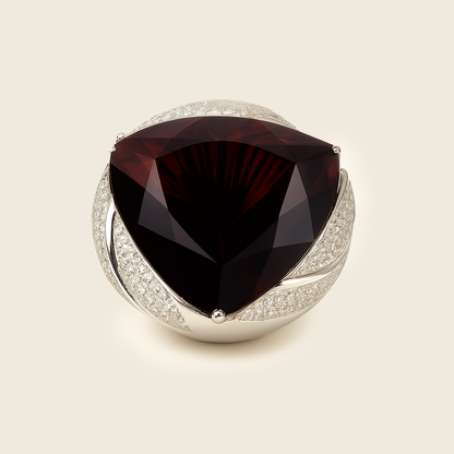 Aanura Silver Oversized Ruby-Red Statement Ring