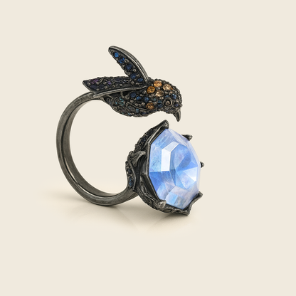 Aanura Silver Encrusted Insect-Inspired Ring