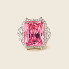 Rhodium Plated Ruby Cocktail Anti-Tarnish Waterproof Ring