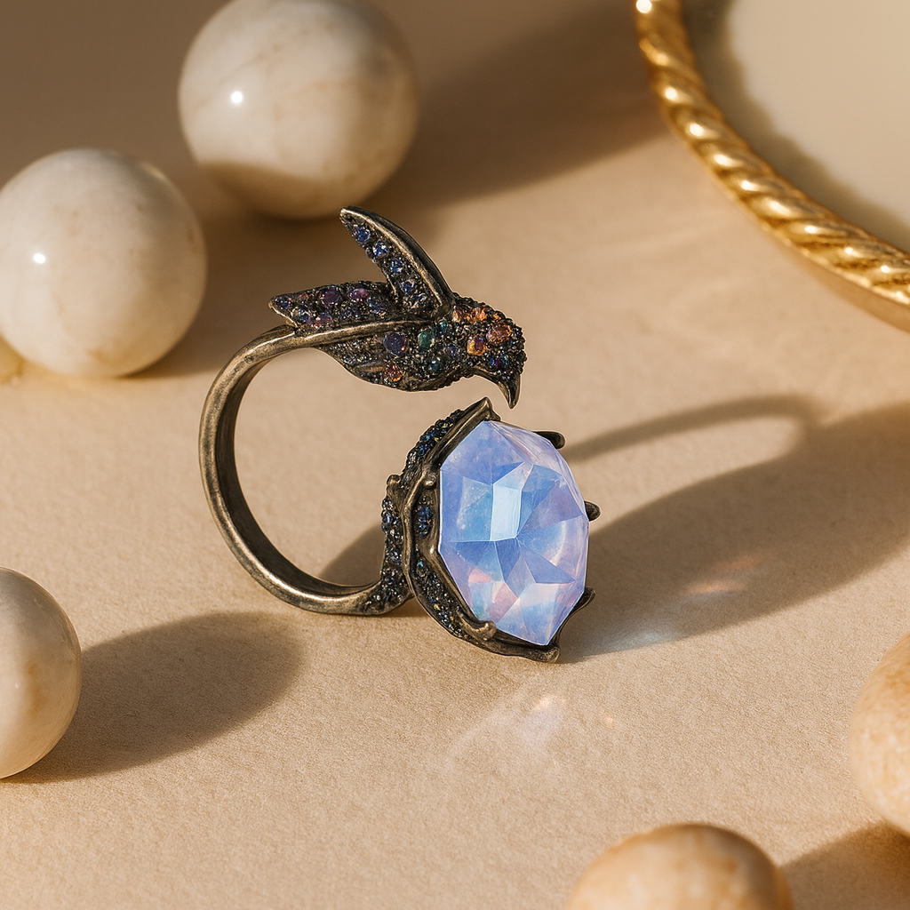 Aanura Silver Encrusted Insect-Inspired Ring