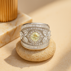 Rhodium Plated Multi Crystal Anti-Tarnish Waterproof Ring