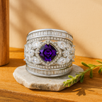 Rhodium Plated Multi Crystal Anti-Tarnish Waterproof Ring
