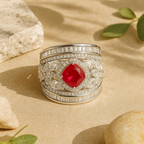 Rhodium Plated Multi Crystal Anti-Tarnish Waterproof Ring