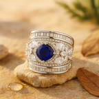 Rhodium Plated Multi Crystal Anti-Tarnish Waterproof Ring
