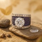 Rhodium Plated Emerald Pavé Anti-Tarnish Waterproof Ring