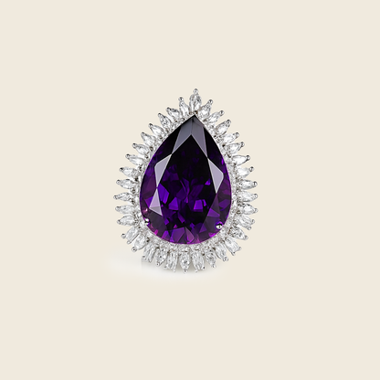 Aanura Oval Gemstone Halo Cocktail Statement Ring