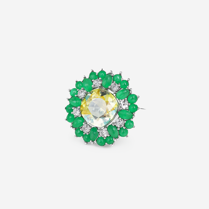 Aanura Silver Emerald Cluster Statement Ring