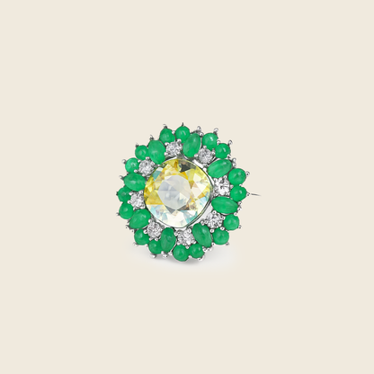 Aanura Silver Emerald Cluster Statement Ring