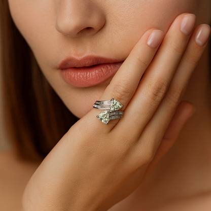 Aanura Silver Radiant-Cut Gemstone Statement Ring