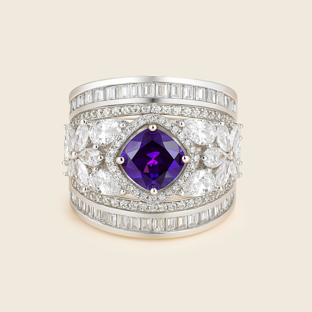 Aanura Silver Multi-Stone Crystal Statement Ring