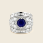 Rhodium Plated Multi Crystal Anti-Tarnish Waterproof Ring