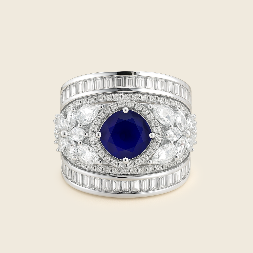 Aanura Silver Multi-Stone Crystal Statement Ring