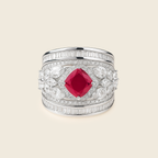 Rhodium Plated Multi Crystal Anti-Tarnish Waterproof Ring
