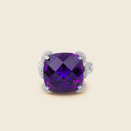 Rhodium Plated Purple Pavé Anti-Tarnish Waterproof Ring