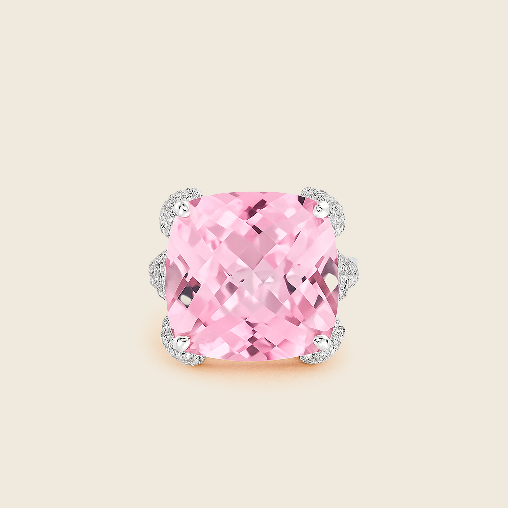 Aanura Silver Purple Gem Pavé Crystal Cocktail Ring