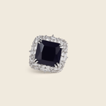 Aanura Silver Emerald-Cut Green Gem Cocktail Ring