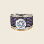 Rhodium Plated Emerald Pavé Anti-Tarnish Waterproof Ring