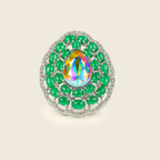 Rhodium Plated Iridescent Halo Anti-Tarnish Waterproof Ring