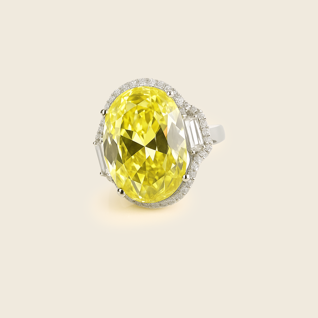 Aanura Silver Yellow Gem Vintage Cocktail Ring