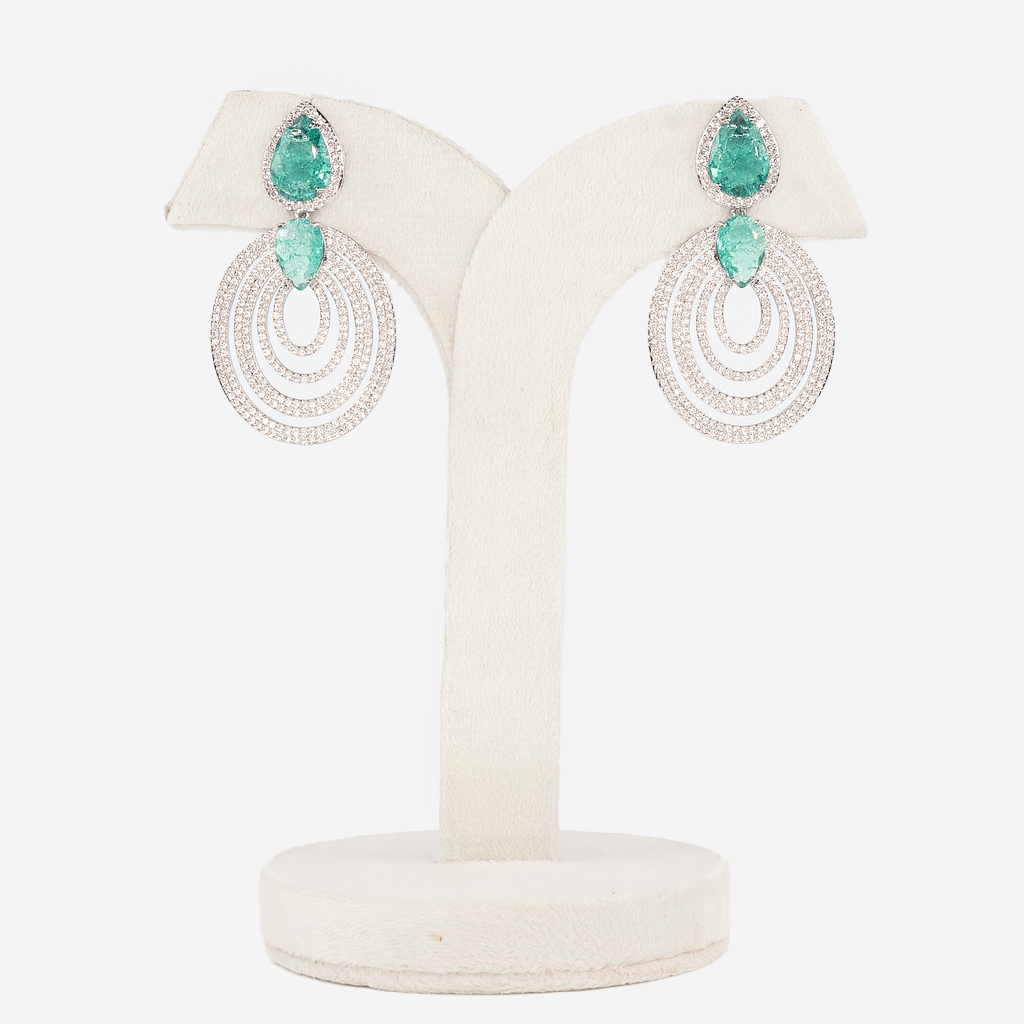 Aanura Emerald Teardrop Multi-Hoop Dangle Earrings