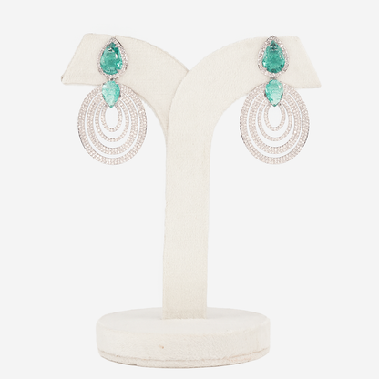Aanura Emerald Teardrop Multi-Hoop Dangle Earrings