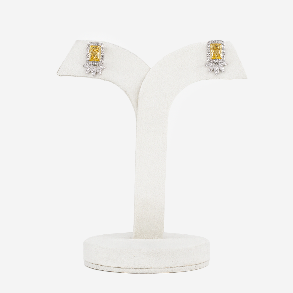 Aanura Yellow Cushion-Cut CZ Cluster Earrings