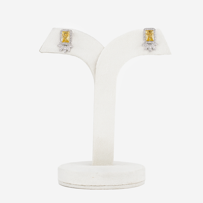 Aanura Yellow Cushion-Cut CZ Cluster Earrings