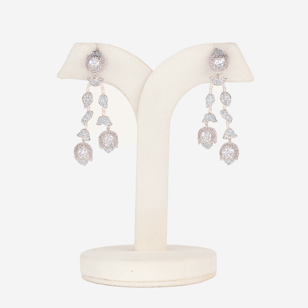 Aanura Silver Ruby Dangle Statement Earrings