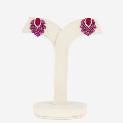 Aanura Emerald Green Leaf Stud Earrings