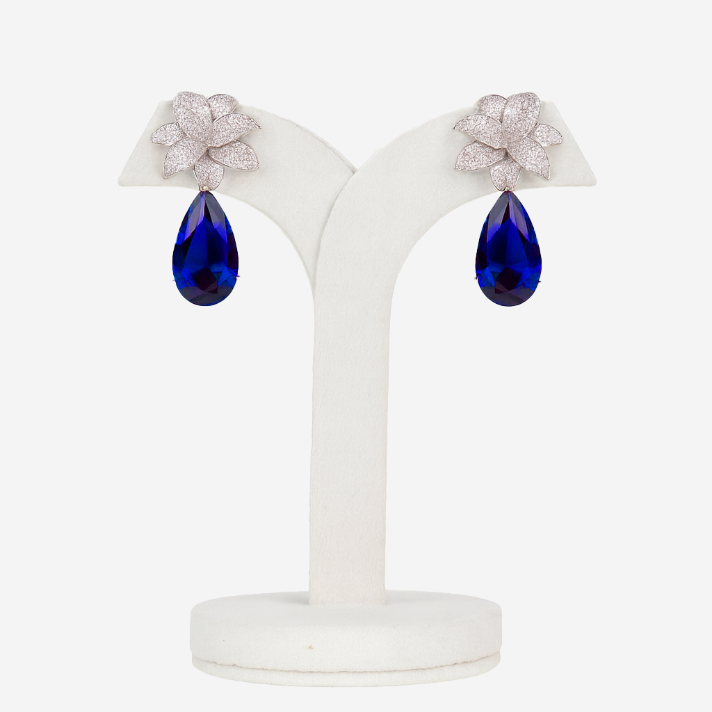 Aanura Green Teardrop Floral Dangle Earrings