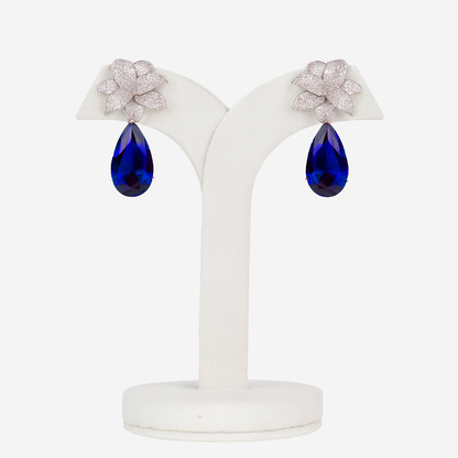 Aanura Green Teardrop Floral Dangle Earrings