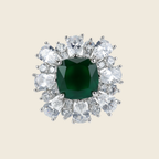 Rhodium Plated Red Cushion Anti-Tarnish Waterproof Ring