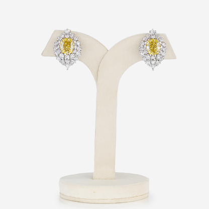 Aanura Red Oval Gemstone Pear Halo Stud Earrings