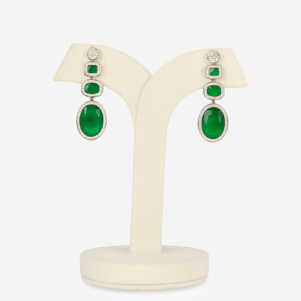 Emerald Cascade Triple Dangle Earrings