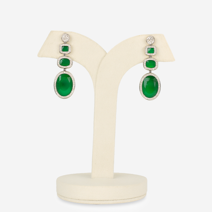 Emerald Cascade Triple Dangle Earrings