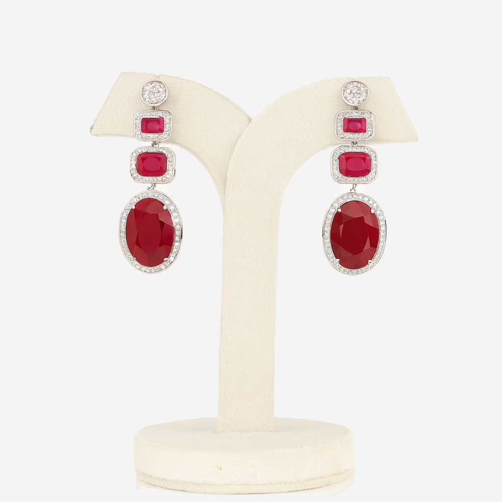 Emerald Cascade Triple Dangle Earrings