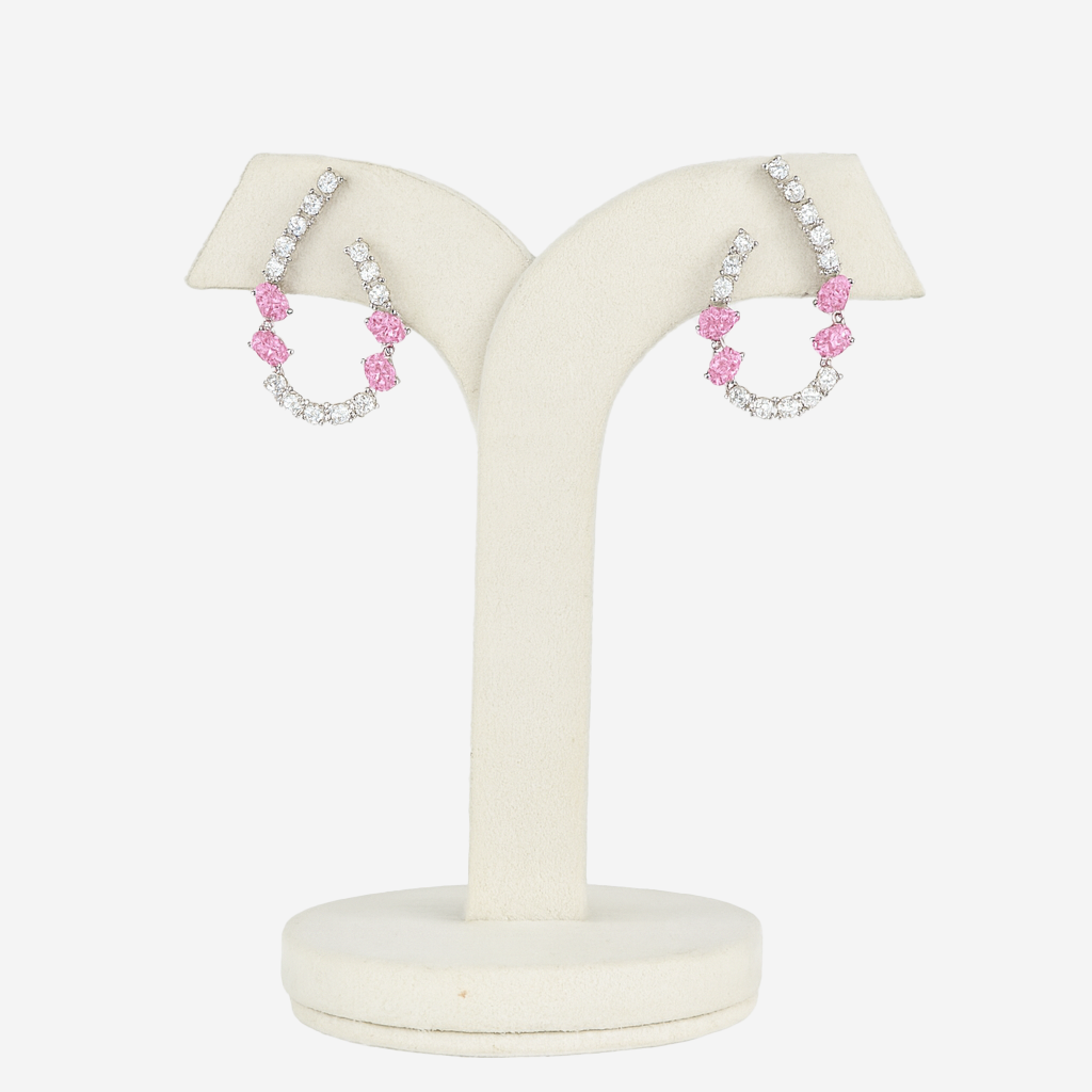 Aanura Pink Crystal Sparkling Hoop Earrings