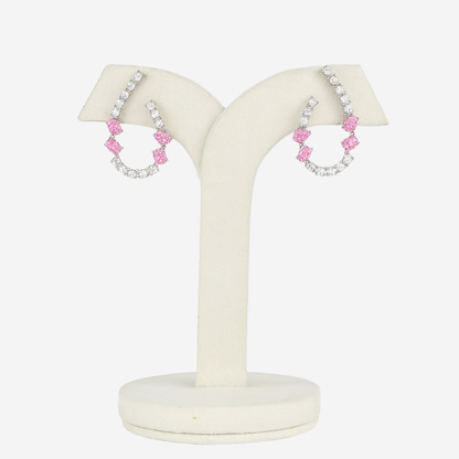 Aanura Pink Crystal Sparkling Hoop Earrings