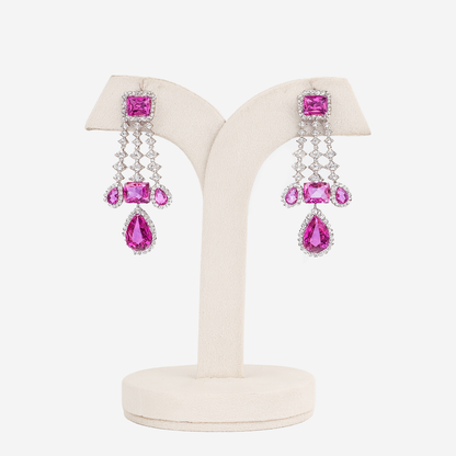 Aanura Pink Sapphire Cascade Drop Earrings
