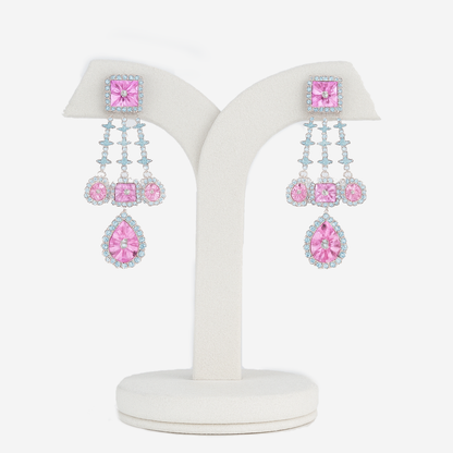 Aanura Pink Sapphire Cascade Drop Earrings