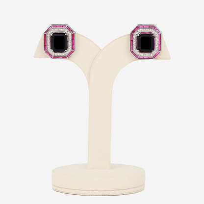 Aanura Ruby & Emerald Octagon Stud Earrings